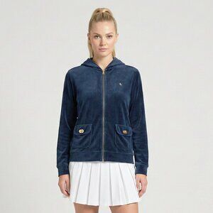 Vintage Lauren Ralph Lauren Velvet Cotton Blend Navy Luxury Hoodie